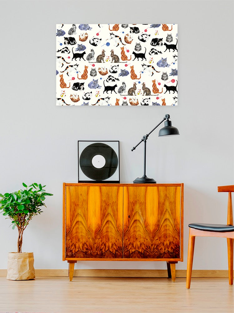 Fun Kittens And Yarn Pattern I Wall Art -Gabby Malpas Designs