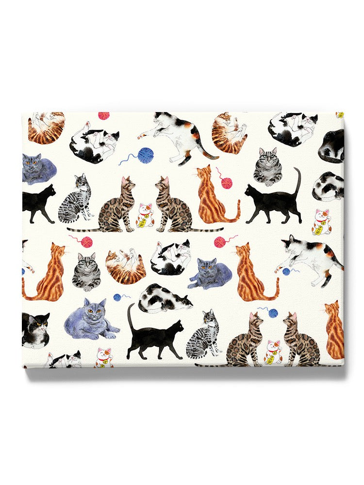 Fun Kittens And Yarn Pattern I Wall Art -Gabby Malpas Designs