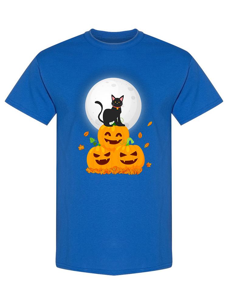 Black Cat On Pumpkins T-shirt -SPIdeals Designs