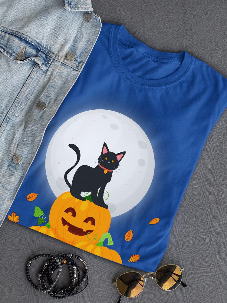 Black Cat On Pumpkins T-shirt -SPIdeals Designs